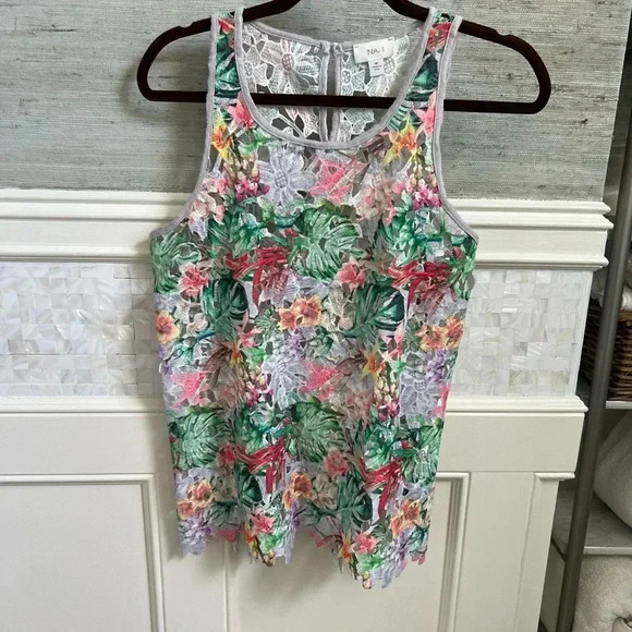 Anthropologie inari fiore floral cut out tank top sleeveless medium colorful - Picture 6 of 16